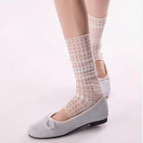 Daiiibabyyy  Colorful Ins Polka Dot Socks for Summer Thin Silk Sheer Breathable Leg Warmers Cute Footless Ankle Cuffs Trendy Calf Sleeves