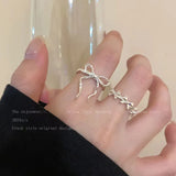 DAIIIBABYYY  -  Korean Style Simple Ribbon Bowknot Ring for Women's Fashion Personalized Open Index Sweet Bow Finger Ring Y2K Jewelry Gift Party