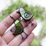 Daiiibabyyy  Vintage Mockingbird Earrings Unique and Cute Green Resin Bird Fish Pendant Earrings Innovative Design Girls Earrings Jewelry