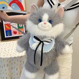Daiiibabyyy  Cute Realistic Ragdoll Backpack Women Cat Plush Doll Small Capacity Daypack Lolita Cartoon Personality Mochilas Mujer