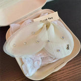 Daiiibabyyy  Fashion Mesh Tulle Butterfly Grab Clip Elegant Decorative Hair Claw White Crystal Hairclip Women's Back of Head Clamp Headwear
