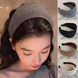 DAIIIBABYYY  -  New Korean Knitted Headband Women's Fitness Sports Style Widened Pit Strip Headband Headband High-end Wash Fashion Headgear