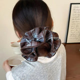 Daiiibabyyy  Maillard Plaid Lace Hair Scrunchies For Womens Girls Ponytail Holder Hair Ties Elastic Hair Rope Hair Accessories