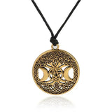 DAIIIBABYYY  -  Triple Moon Goddess Five pointed Star Stainless Steel Necklace Men's and Women's Fashion Ultra Natural Jewelry Gift