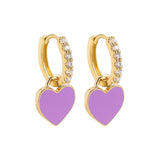 DAIIIBABYYY  -   New Korea Trendy Luxury Gold Color Heart Hoop Earrings for Women Girls Cute Sweet Enamel Zircon Drop Dangle Earring Jewelry