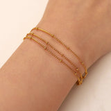 DAIIIBABYYY  -  New Waterproof 18K Gold Plated Stainless Steel Beads Chain Bracelet Three Layer Dainty Bracelets for Girls Fashion Jewelry Gift