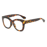 Daiiibabyyy  Fashionable Large Frame Reading Glasses, Anti Blue Light Presbyopia Glasses for Men and Women, Spring Leg Presbyopia Glasses