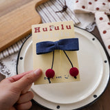 Daiiibabyyy  Cowboy Fabric Bow Cherry Hair Clip Korean Style Cute Trendy Unique Clip Ponytail On The Side of The Bangs Headband Accessories