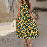 Daiiibabyyy High Quality Women Fashion Dress Spring Summer 2024 Hanging Neck Loose Sleeveless Holiday Dress Vestidos Vintage Dress Maxi Y2k