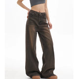 DAIIIBABYYY  -  High Waist Women Coffee Grey Jeans Hip-hop Style Fashion Vintage Streetwear Y2K Wide Leg Jean Female Trouser Baggy Denim Pants