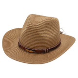 Daiiibabyyy  Vintage Summer Western Cowboy Hats Wide Brim Vacation Straw Cowgirl Hat Hiking Travel Sunscreen Visor Cap Outdoor