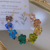 Daiiibabyyy  Cute Multicolor Resin Flower Charm Bracelets for Women Trendy Contrast Color Floral Beaded Bracelet Every Day Accessories