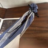 Daiiibabyyy  1 Pcs Women's Hair Scrunchies Korean Plaid Ribbon Simple Versatile Ballet Style Sweet Hair Ties Retro Harajuku Hair Accessories
