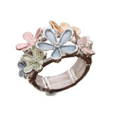 Daiiibabyyy  All-match Painting Oil Flower Ring Multicolor Petal Stretch Ring Zinc Alloy Classic Opening Ring Party