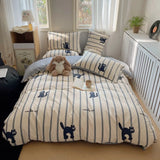 DAIIIBABYYY  -  Instagram Cartoon Cute Pure Cotton Four Piece Set, All Cotton Bed, Nantong Home Textile Quilt Cover, Student Three Piece Set,