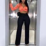 Daiiibabyyy  Women Pants High Waist Straight Trousers Cotton Wrinkle Free Wide Leg Pants Solid Color Beige Black Green Lilac Rust Pants
