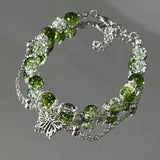 DAIIIBABYYY  -  New Fashion Y2K Sweet Cherry Blossom Bracelet For Women Exquisite Elegant Flower Crystal Beaded Bracelet Girl Party Jewelry Gift