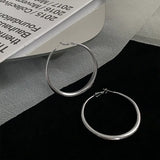 Daiiibabyyy  New Trendy Silver Color Big Circle Hoop Earrings for Women Exaggerated Metal Geometric Smooth Round Earrings Jewelry Gift