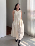 DAIIIBABYYY  -  Casual Long Dress Women 2025 Korean Summer Design Round Neck Pleated Texture Slim Fit Sleeveless Vest Vestidos