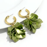 Daiiibabyyy  New Trend Acrylic Large Pearl-luster Petal Flower Drop Earrings for Women Personal Exaggerate Earrings Trend Jewelry