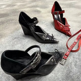 Daiiibabyyy  Women's Mary Jane Shoes French Style Retro High Heels for Woman Exquisite Pointed Tip Casual Shoes Designer Shoes Zapatos Mujer