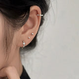 Daiiibabyyy  Cross Star Earrings Fashionable High Grade Mang Star Punk Earrings Simple Trendy Delicate Earrings Men's Women's Jewelry Gifts