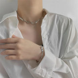 Daiiibabyyy  Irregular Minimalist Geometric Chain Splicing Clavicle Chain Men and Women Hip Hop Chilly Fashion Jewelry Necklace