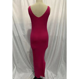 Daiiibabyyy 2024 Summer Elegant Knitted Ribbed Slim Long Dress Women Solid V Neck Sleeveless Split Casual Vacation Commuting Street Robe