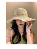 Daiiibabyyy Multicolor Big Brim Knit Beach Summer Outdoor Women Girls Fashion Designer Bucket Street Outdoor Cap