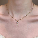 Daiiibabyyy  Crystal Bead Dripping Oil Flower Strawberry Sweet Cool Style Unique Niche Collarbone Chain Light Luxury High-End Accessories