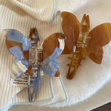 Daiiibabyyy  Vintage Acetate Butterfly Hair Claw for Women Fashion Large Marble Texture Butterfly Shark Crab Hair Clip Hair Accessories