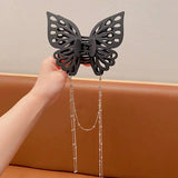 Daiiibabyyy  Large Double-layer Hollow Butterfly Grab Clip Diamond-encrusted Hairpin  Shark Clip  Disc Hair Clip  Fashion Headgear