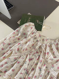 DAIIIBABYYY  -  Sweet Just V-neck Drawstring Floral Lace Shirt Women Gentle Lazy Wind Long Sleeve Top