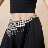 Daiiibabyyy  European and American Metal Bell Tassel Belly Chains Simple Retro Belt Light Luxury High-end Temperament Waist Jewelry for Women