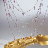 Daiiibabyyy  1 Meter Pink Purple Zircon Crystal Pendant Copper Chain for DIY Necklace Bracelet Clothing Chain Accessories