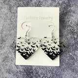Daiiibabyyy Scattered Black Bat Earrings for Women Fall Spooky Halloween Jewelry Clear Round Heart Teardrop Acrylic Earring Gothic Gifts