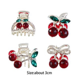 DAIIIBABYYY  -  New Cute Delicate Diamond Cherry Small Hair Claw Hair Clip Women's Rhinestone Hairpin Headwear Hair Accessories