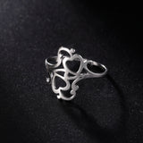 DAIIIBABYYY  -  Love Heart Filigree Stainless Steel Couple Ring Silver Color Supernatural Amulet Gift For Man Woman Fashion Jewelry