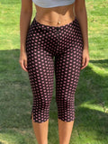Daiiibabyyy  Summer Women Capri Pants High Waist Slim Fit Crop Pants Solid Color Ankle Pants Mid Low Rise Gingham Print 3/4 Pants with Side