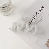DAIIIBABYYY  -  8.8cm Medium Size Hair Claw Hairclip with Squares Headwear Accessories for Girls  Wave Shaped Euro-American Style INS
