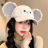 Daiiibabyyy  New Funny Plush Big Ears Baseball Caps Women Show Face Small Spring and Autumn Street Personality Versatile Hip Hop Men's Hat