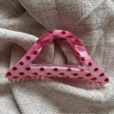 Daiiibabyyy  1-2 Pc Fashion Hair Claw Set Triangle Polka Dot and Oval Shaped Clips Stylish Acrylic Hair Accessories for Women Daily Use