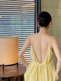 Daiiibabyyy  Korean Maxi Slip Dresses for Women Backless Temperamant Bandage Robe Femme Vestidos De Mujer Vintage Summer Pleated Dress