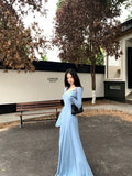 Daiiibabyyy  French Knitted Long Dress Coat Women's Early Spring Design Waist Cinching Gown Elegant Classy A- Line Skirt