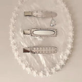 DAIIIBABYYY  -  Y2K Accessories Niche Design Metal Hairpin Korean Charm Crystal Water Drop Pendant Hairwear Jewelry Fashion Sweet Cool Hairpin