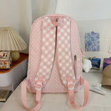 Daiiibabyyy  All Match High-capacity Backpack Women Students Travel Schoolbag Sweet Y2k Aesthetic Letter Print Dots Plaid Patchwork Backpacks