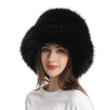 Daiiibabyyy  New autumn and winter plush imitation fox fur basin hat ski hat fisherman hat warm fur furry imitation fur women's hat