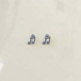 Daiiibabyyy  1Pcs Fashion Silver Color Musical Notes Stud Earrings for Women Minimalist Metal Small Piercing Ear Bone Earrings Y2K Jewelry