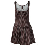 Daiiibabyyy  Women Lace Trimmed Patchwork Floral Polka Dot Camisole Dress Mature And Elegant Short Skirt Suitable For Beach Vacation Dating