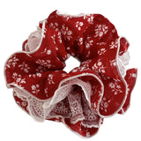 Daiiibabyyy  Women's Nice Scrunchies Sweet Style New Korean Hair Tie Red Floral Lace Large Intestine Loop Hair Bun Bun Hairstyle Accessory